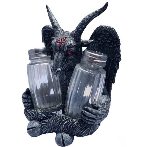 Baphomet Goat Head Salt and Pepper Shakers Satan Pentagram Kreepsville 666 New - Picture 3 of 6